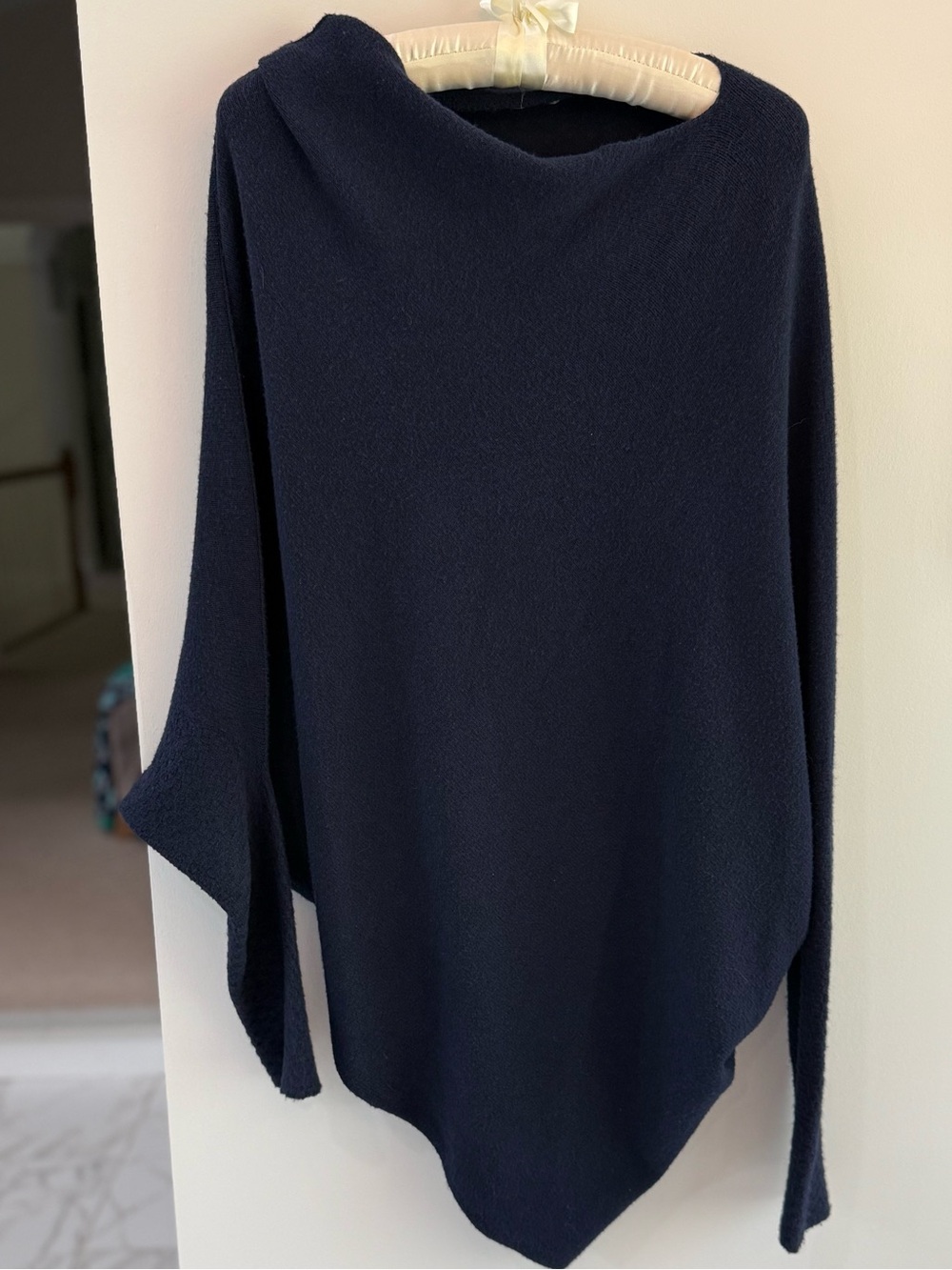 JAKI Navy Women's Asymmetrical Draped Sweater
